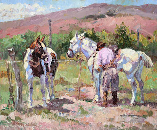 'Caballos al sol',óleo de Darío Mastrosimone, tomado de dariomastrosimone.com.ar