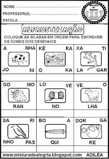 Atividades de alfabetização,formação de palavras