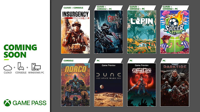 xbox game pass 2022 pentiment somerville dune spice wars ghostlore lapin norco gungrave gore insurgency sandstorm soccer story warhammer 40,000 darktide xb1 xsx pc android