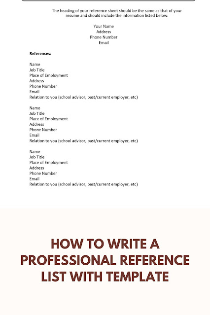 Professional Reference List Templates in Word Format