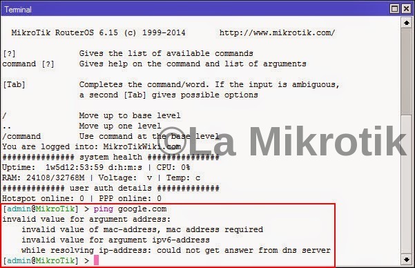 Mengatasi Ping Mikrotik Invalid Value For Argument Address