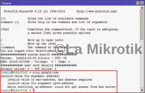 Mengatasi Ping Mikrotik Invalid Value For Argument Address