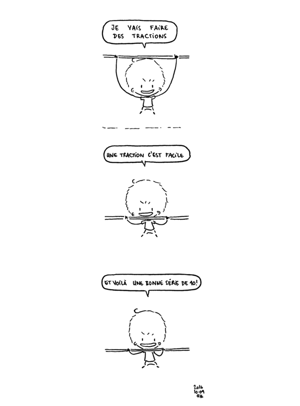 Je fais un blogbd, de la bandes dessinées et des dessins. 
            Hey elle/il a fait quelque chose d'incroyable: il a fait des tractions!
            