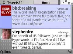 Tweets60 is a free twitter client for Series 60