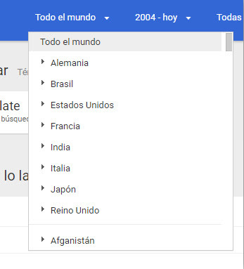 Búsqueda en todo el mundo o por países