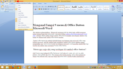Fungsi Tombol Customize Quick Access Toolbar Microsoft Office