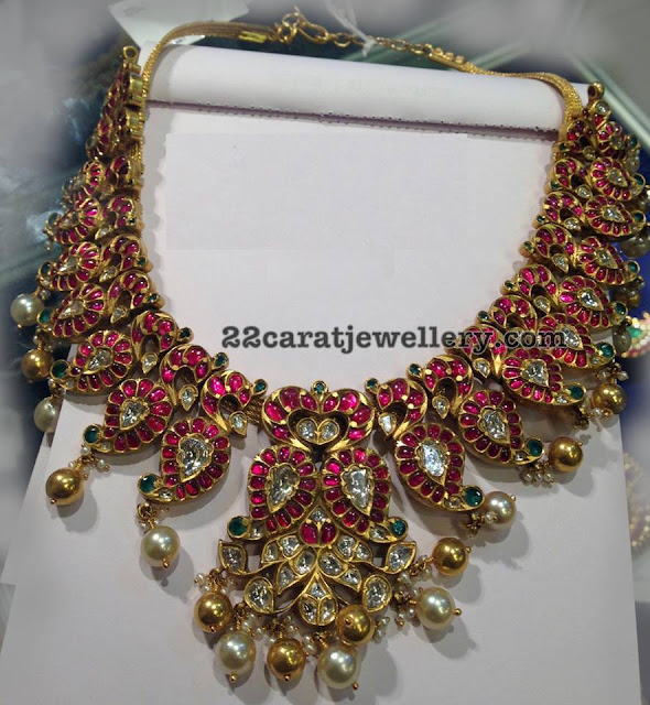 Burmese Rubies Mango Peacock Necklace