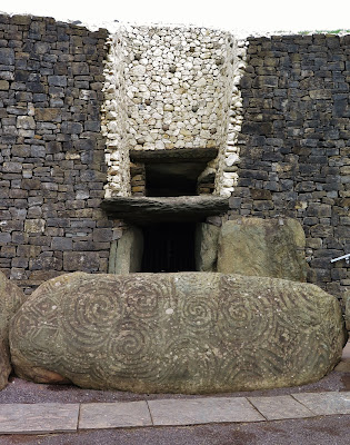 Giant kerbstone at the entrance to Newgrange passage tomb, Bru Na Boinne, County Meath, Ireland