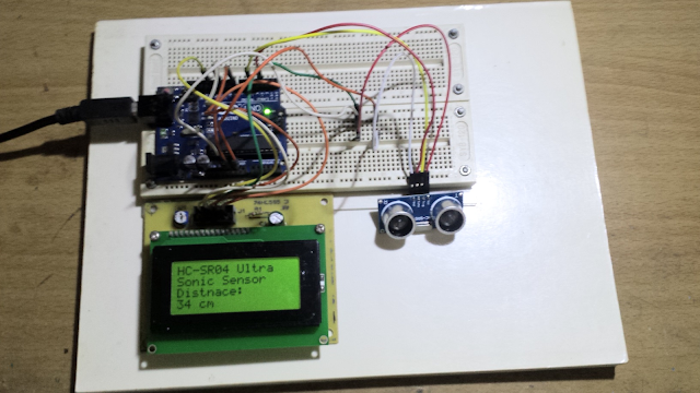 Arduino reading a distance from a non-contact ultrasonic range finder HC-SR04