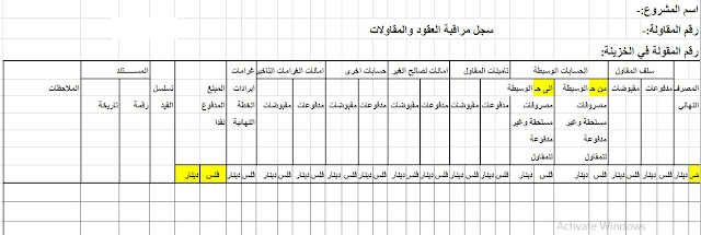 سجل مراقبة العقود والمقاولات محاسبة 17