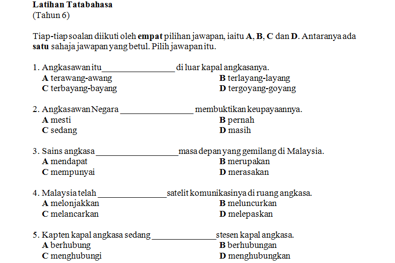 Latihan Tatabahasa Tahun 6 ~ Tips Mania BM