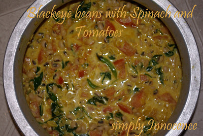 Black-eye Beans with Spinach and Tomatoes