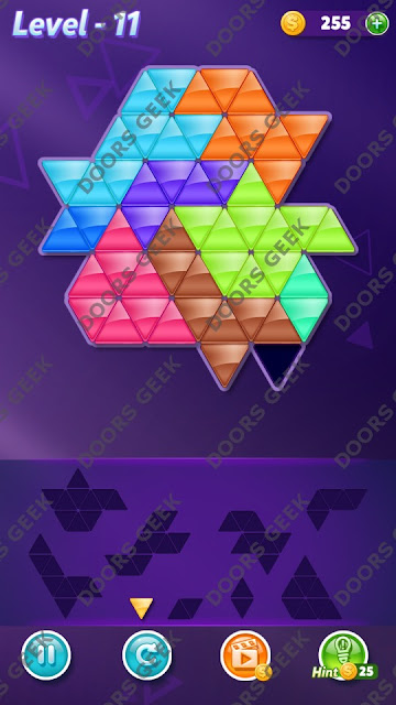 Block! Triangle Puzzle Master Level 11 Solution, Cheats, Walkthrough for Android, iPhone, iPad and iPod