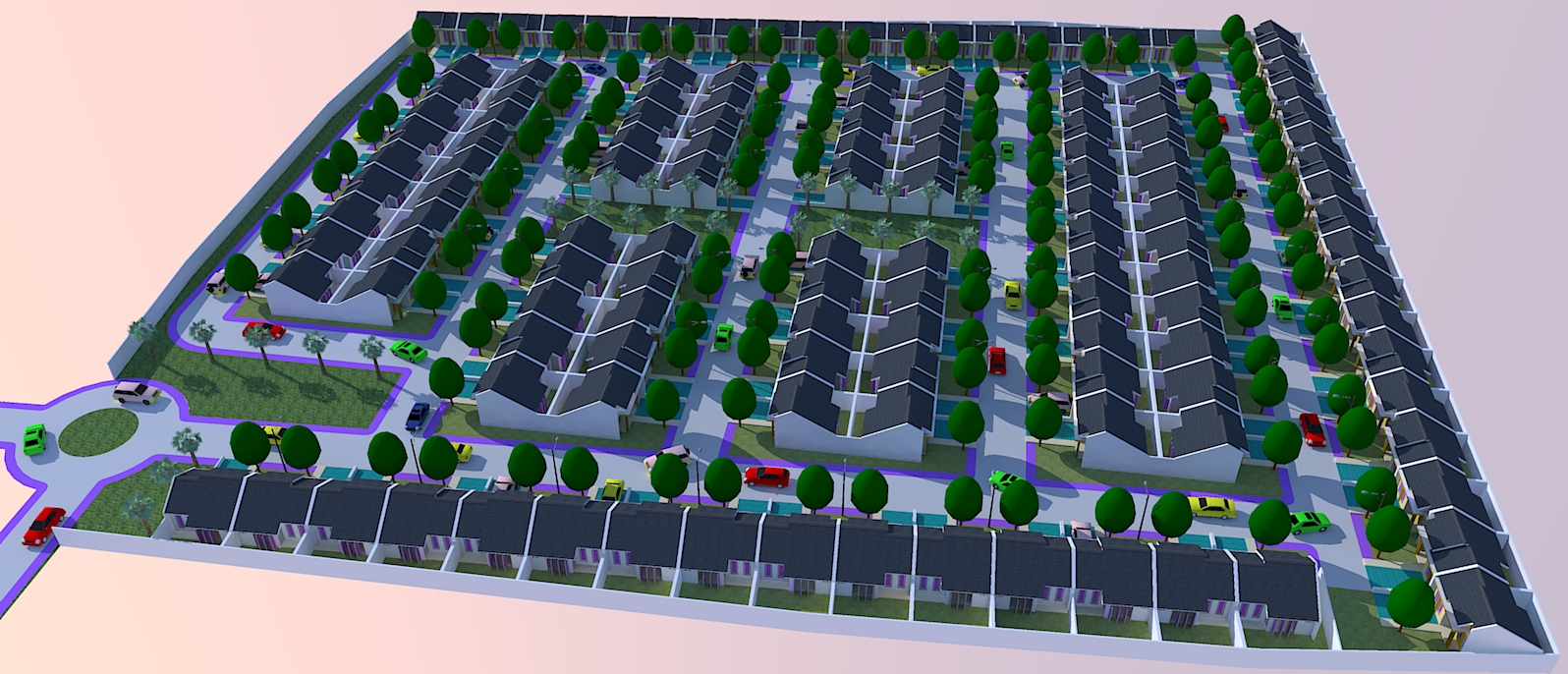 Berikut adalah gambar site plan dari perumahan kelas menengah di pusat 