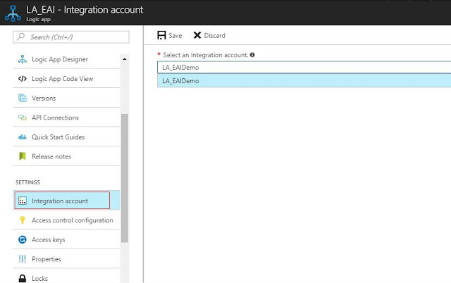 link integration account with Logic apps