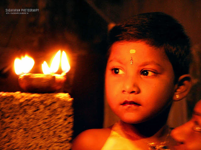 Diwali Lamp with Kid