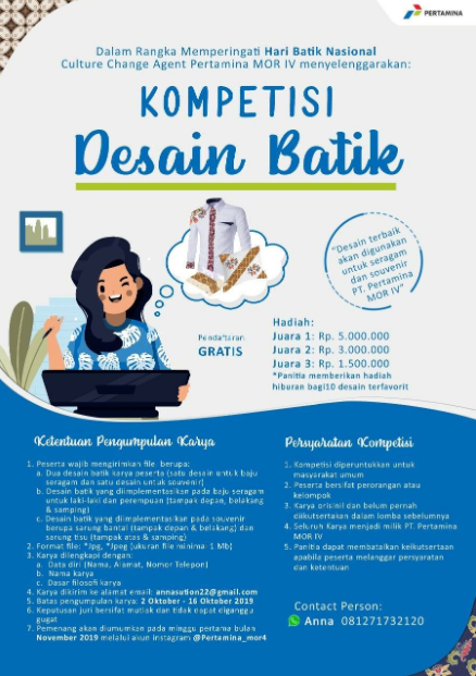  Gratis Lomba Desain Batik Nasional 2019 di Pertamina 