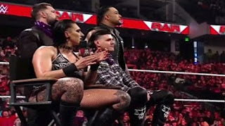 Finn Bálor, Damian Priest, Rhea Ripley y Dominik Mysterio.