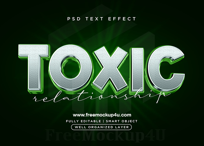 3D Style Toxic Text Effect Psd Mockup