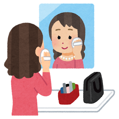 パウダーコーナーを利用する女性のイラスト