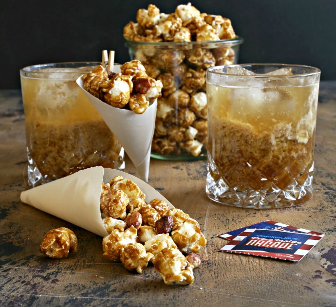 Recipe for a cocktail with butterscotch liqueur, milk and Cracker Jack infused bourbon.