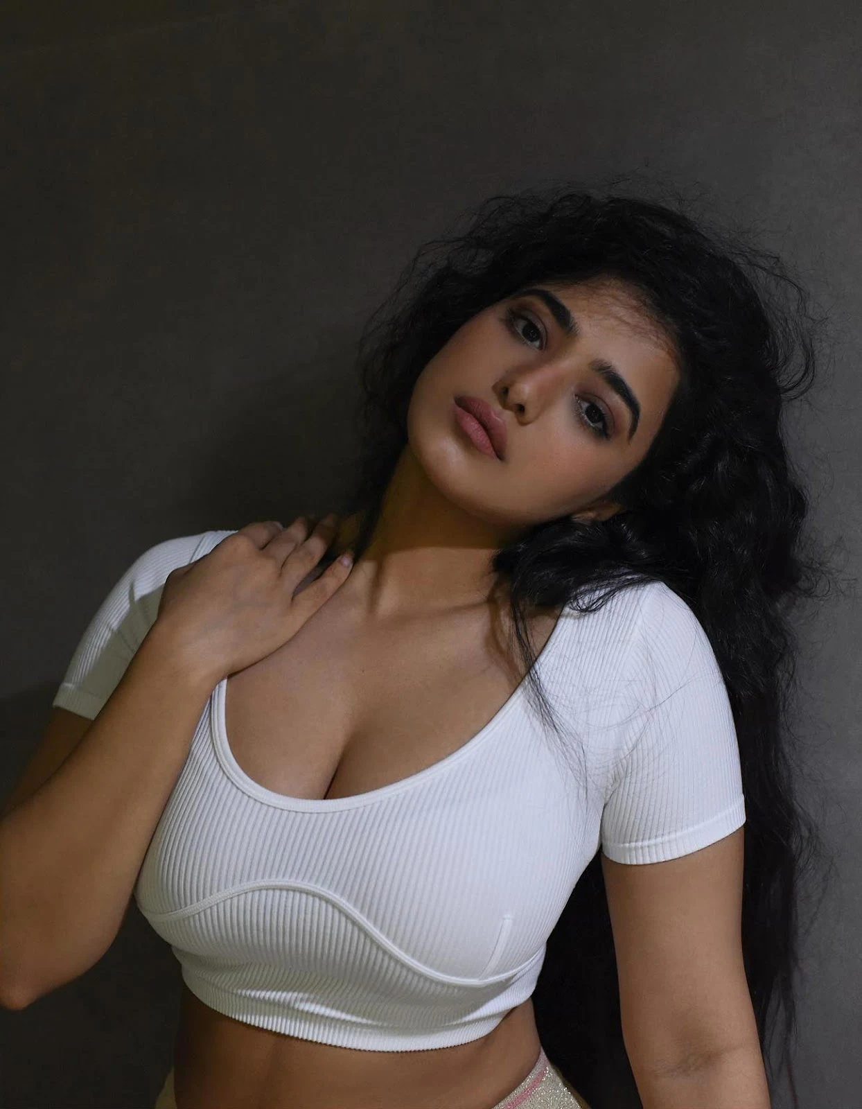 ketika sharma cleavage white top busty curvy indian actress