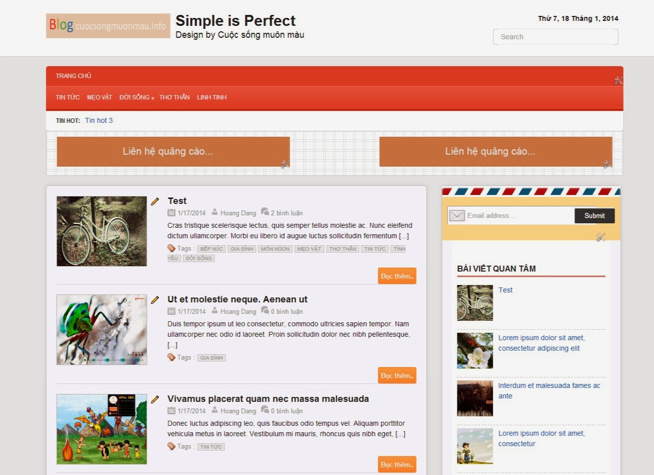 Template blogspot Responsive chuẩn Seo - Simple is perfect