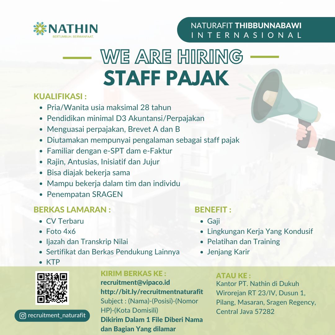 Loker Sragen di Khanza Skincare, PT Aba Rahmatan Nusantara, dan PT Nathin