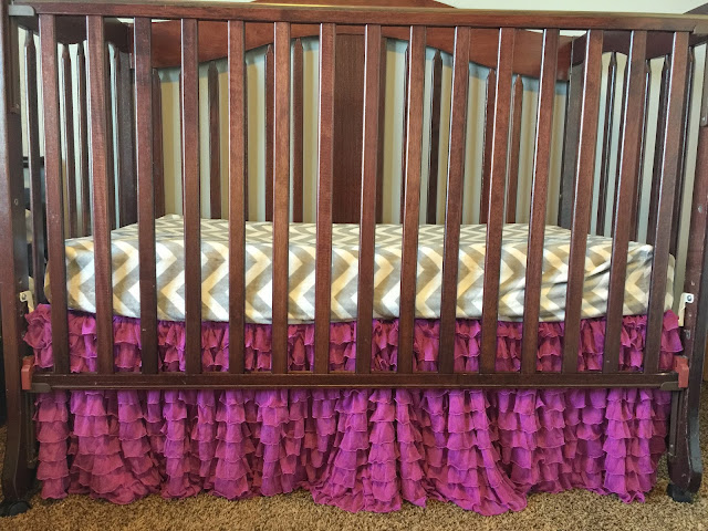 Ruffle Crib Skirt for Baby Girl in Purple Orchid