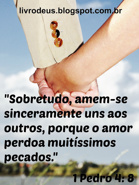 "Sobretudo, amem-se sinceramente uns aos outros, porque o amor perdoa muitíssimos pecados." (1 Pedro 4:8) facebook.com/livrodeus