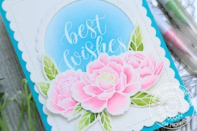 Sunny Studio Stamps: Pink Peonies Fancy Frames Dies Best Wishes Card by Juliana Michaels