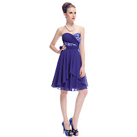 Royal Blue Chiffon Sweetheart Bridesmaid Dresses With Floral Print