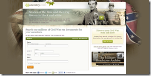 Ancestry.com Civil War landing page