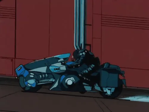 Mercenary Garage Custom Motorcycle Workshop 1989 Angel Cop Motorbikr Manga Anime Animated GIF