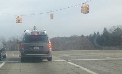 Apple Maps van turning north from I-696 exit ramp, Farmington Hills, MI