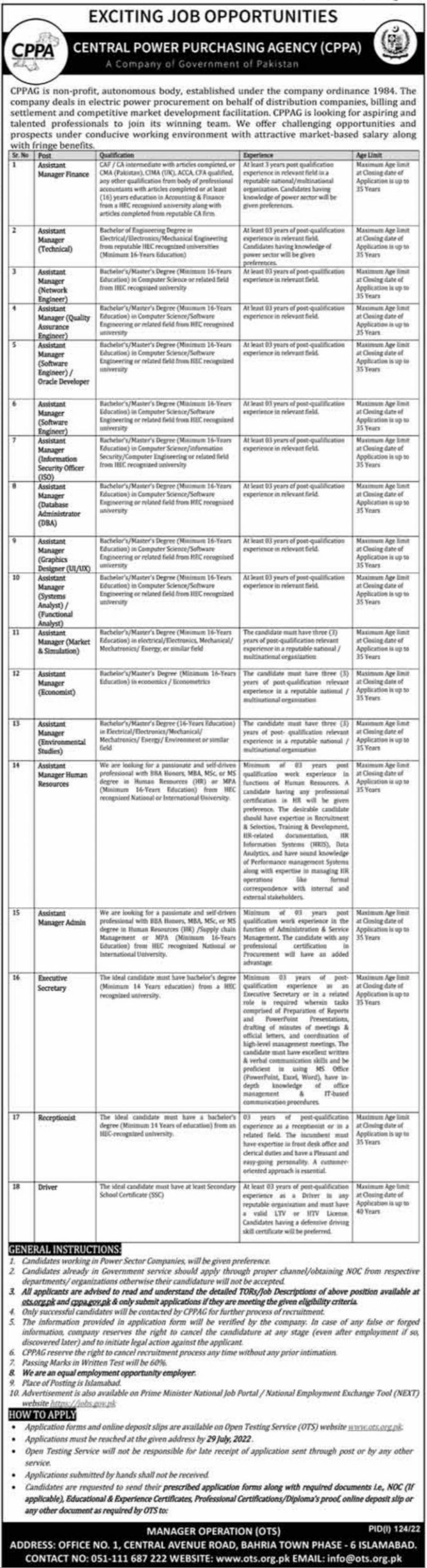 Latest Govt Jobs In Pakistan 2022 At Central Power Purchasing Agency 2022
