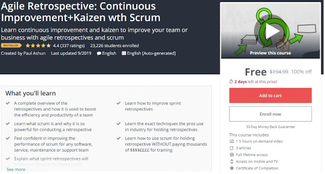 [100% Off] Agile Retrospective: Continuous Improvement+Kaizen wth Scrum| Worth 194,99$
