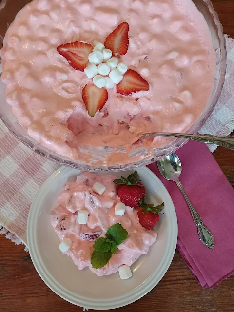 Strawberry Fluffy Cream Dessert at Miz Helen's Country Cottage