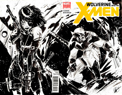 Matteo Scalera, Domino, Wolverine, blank cover, Wolverine and the X-Men #1, Marvel, Sketch, commission