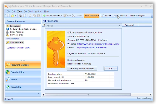 Efficient password manager pro giveaway