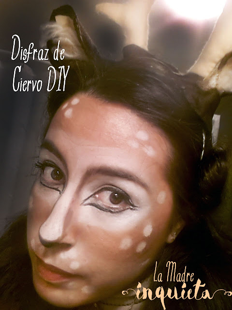 Disfraz de ciervo DIY con cornamenta y maquillaje