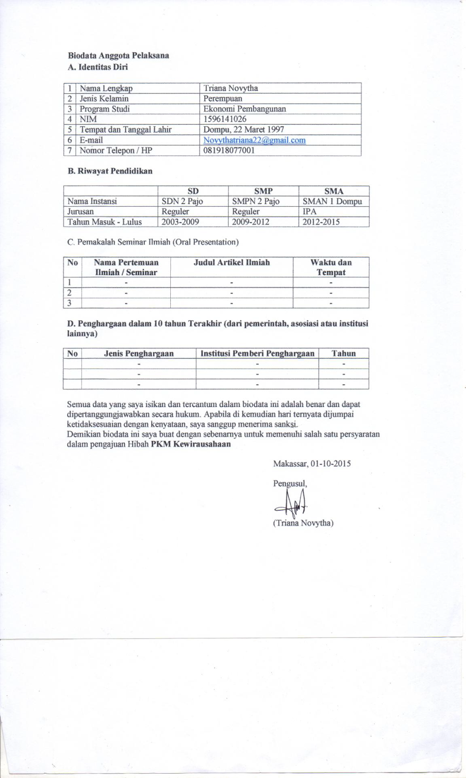 Contoh PKM-Kewirausahaan Universitas Negeri Makassar 2016 