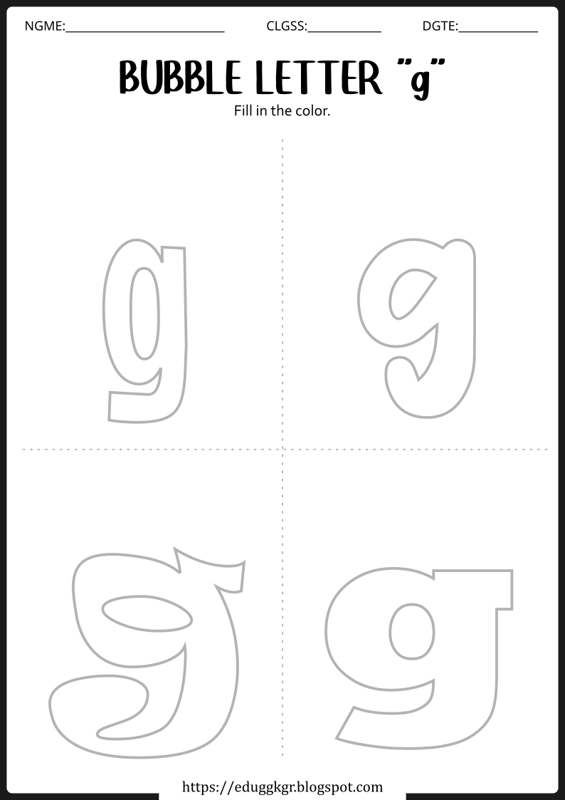 Bubble Letter g Worksheet