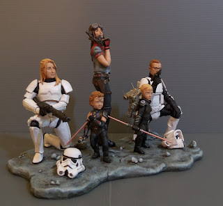 statuetta personalizzata famiglia rievocazione star wars mini scultura realizzata a mano orme magiche