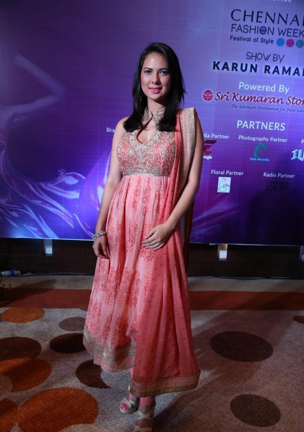 Rochelle Rao in Peach Anarkali Salwar Kameez