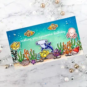 Sunny Studio Stamps: Tropical Scenes Best Fishes Sea You Soon Birthday Card by Ashley Ebben
