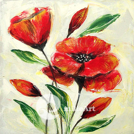 Jual Lukisan Bunga Merah 50x50cm MB-031 : milieArt Yogyakarta