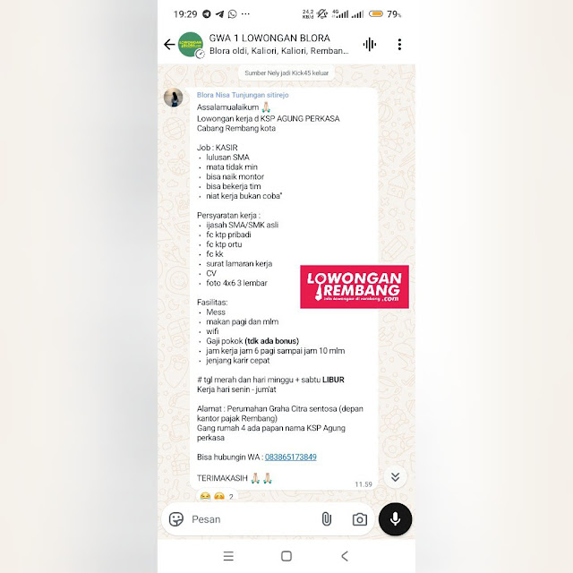 Lowongan Kerja Pegawai Kasir Koperasi Agung Perkasa Rembang