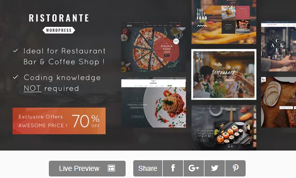 Download Gratis Ristorante v1.0 - Template Restoran WordPress
