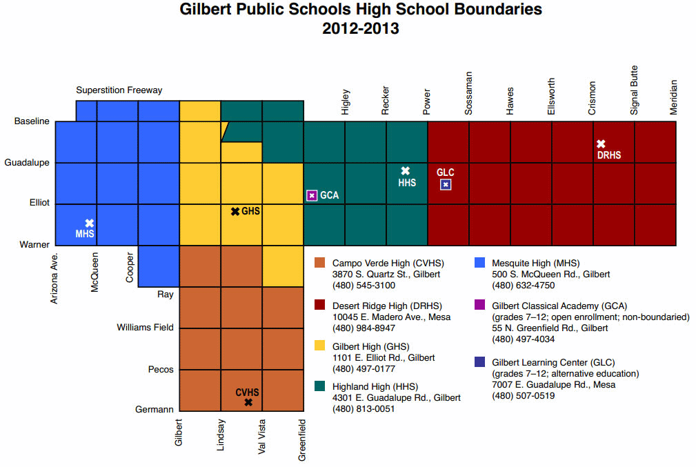 Gilbert Public School High School Boundary Map